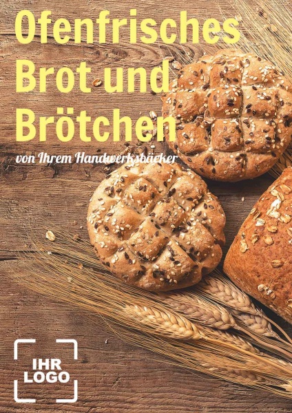 Poster Ofenfrisches Brot und Brötchen 84,1x118,9 cm (A0)