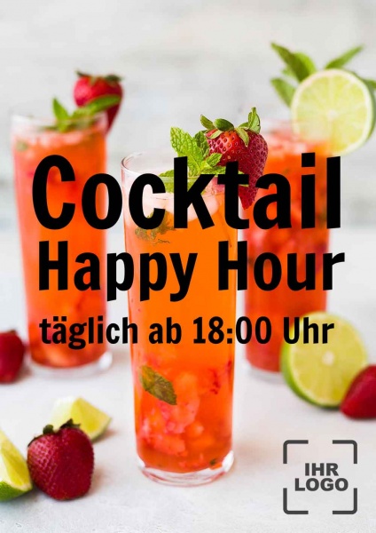 Poster Cocktail Happy Hour 14,8x21 cm (A5)