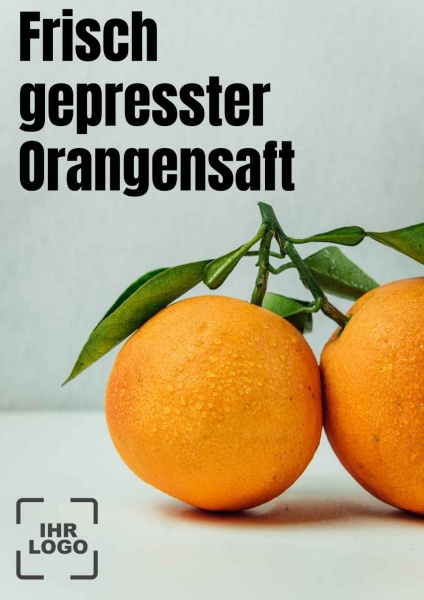 Poster frisch gepresster Orangensaft 14,8x21 cm (A5)